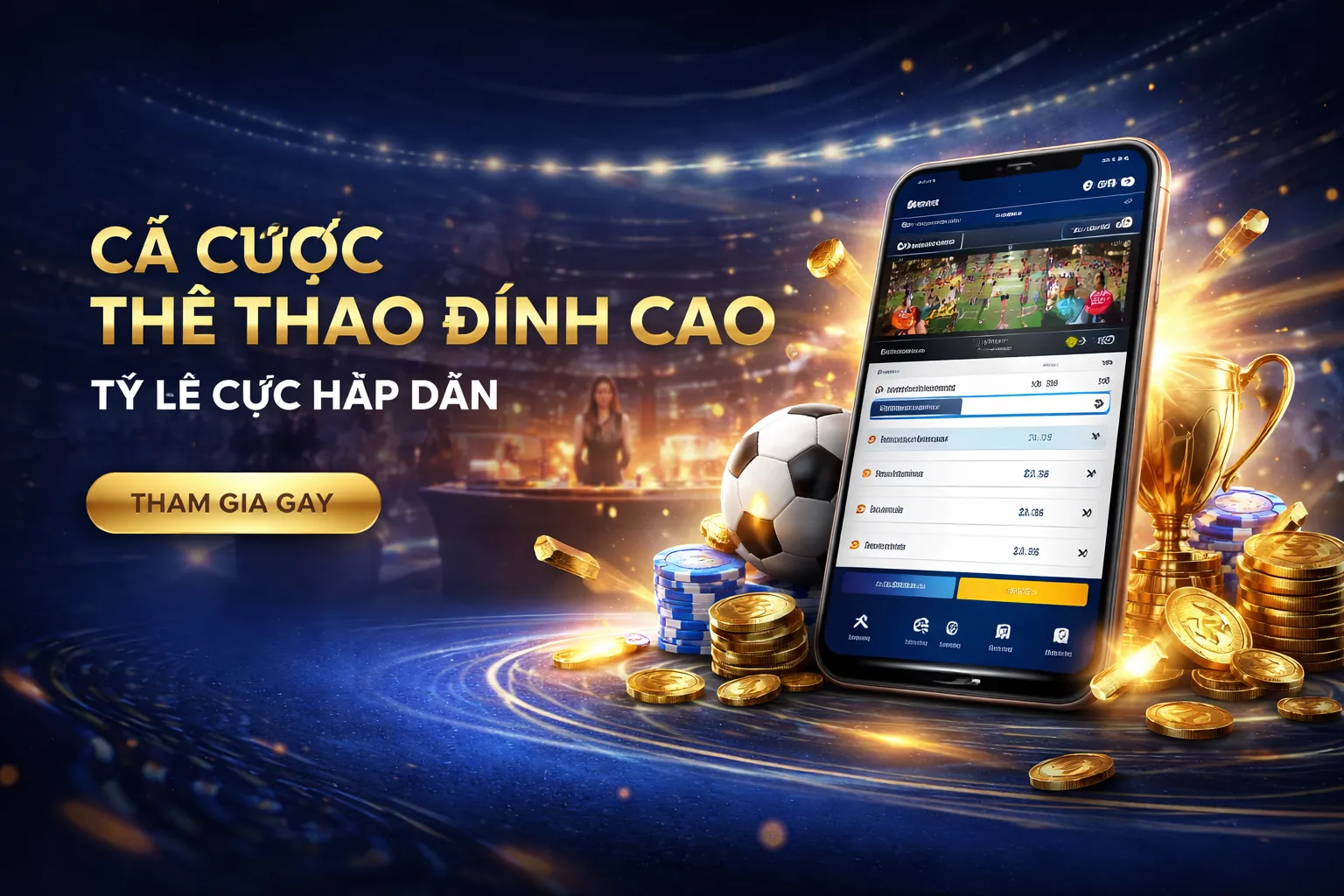 Sân vận động với trận đấu bóng đá và logo GO99, biểu tượng của cá cược thể thao đỉnh cao tại Việt Nam.